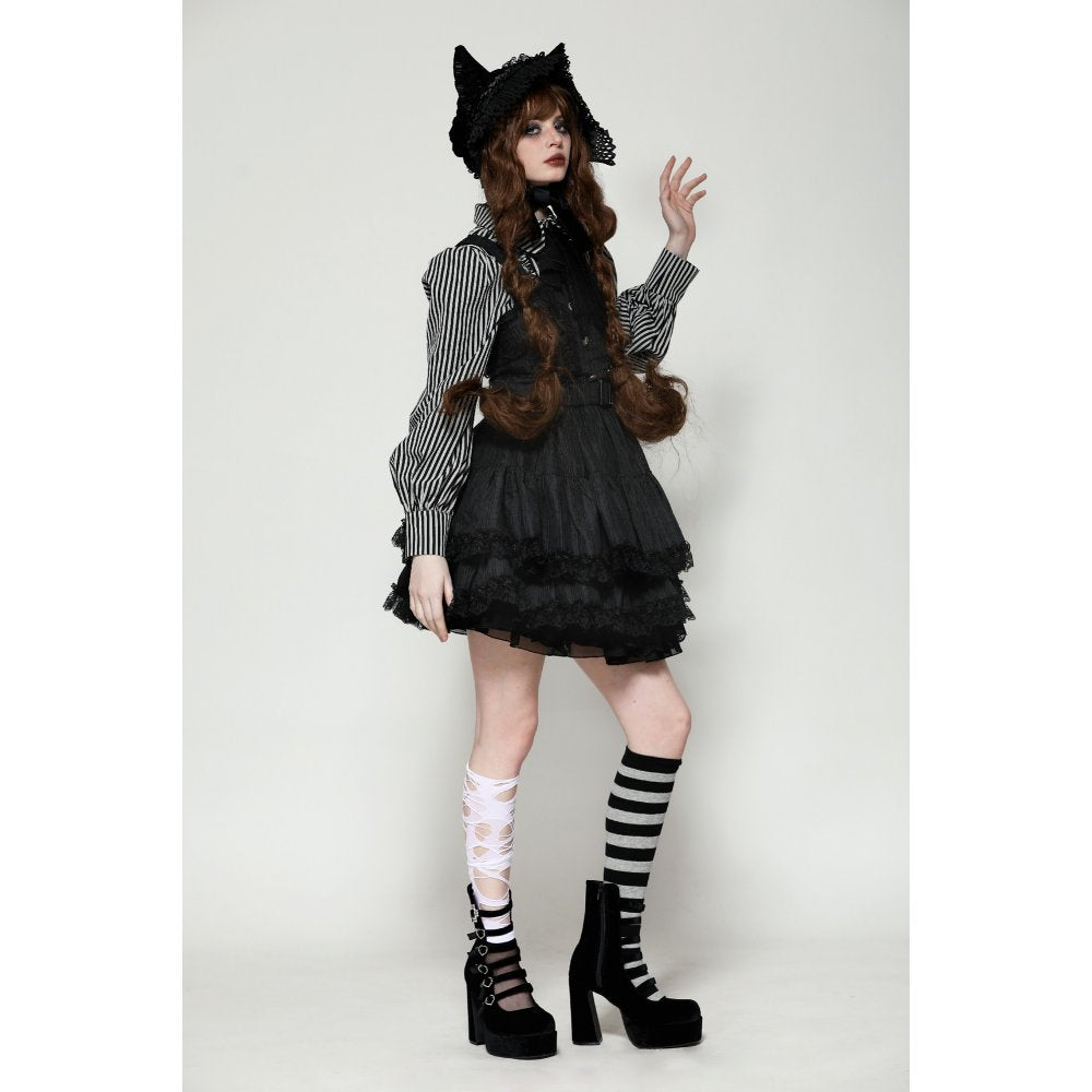 Dark in Love Anita Striped Brocade Mini Dress - Kate's Clothing