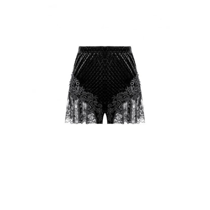 Dark in Love Velvet Floral Lace Trim Shorts