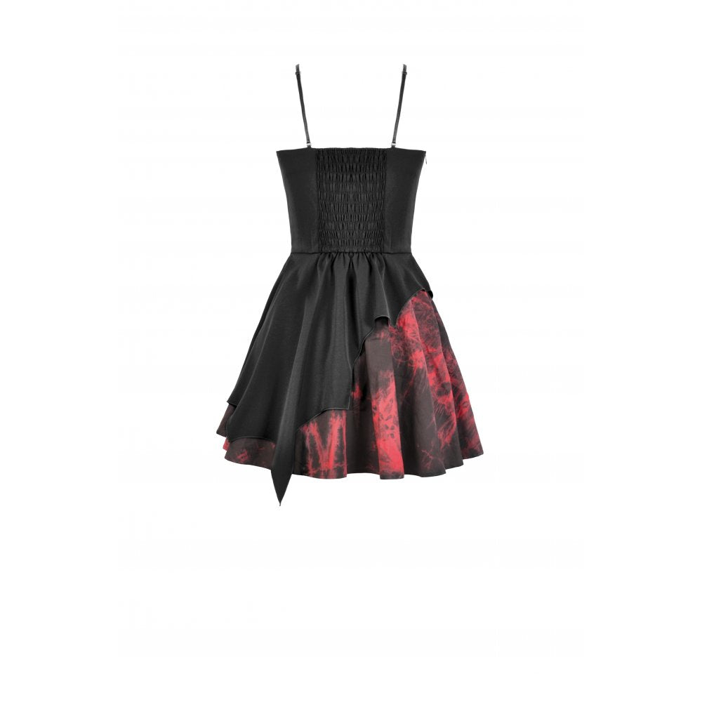 Dark in Love Nyssa Black & Red Strap Detail Goth Mini Dress