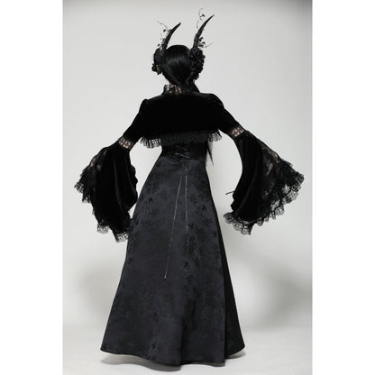Dark in Love Lavinia Elegant Shrug in Velvet and Lace - Kate's Clothing