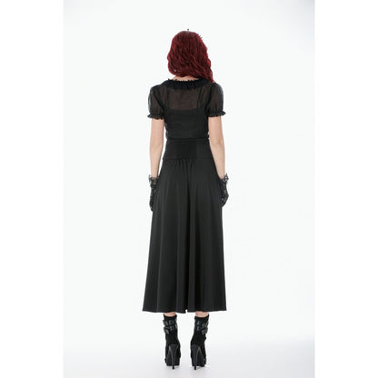 Dark In Love Dalaria High Waist Gothic Long Skirt - Lace Inset Panel