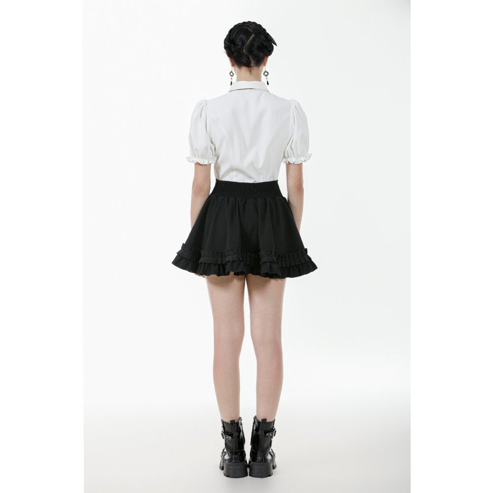 Dark in Love Lolita-Inspired Ruffled Mini Skirt in Black