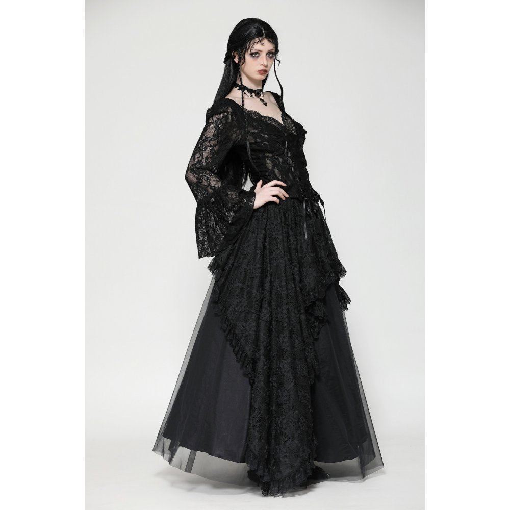 Dark in Love Tamsin Gothic Lace V-neck Top - Kate's Clothing