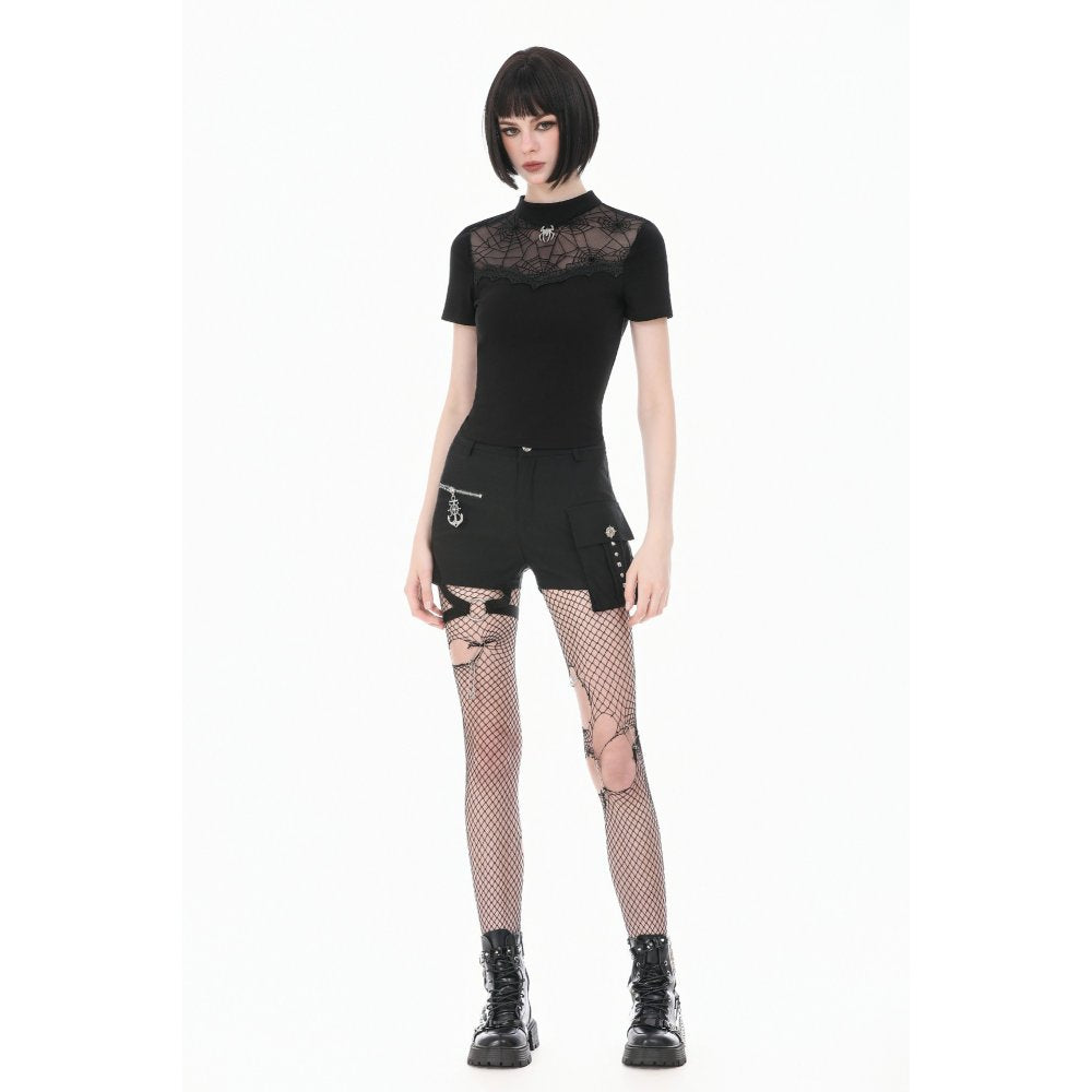 Dark in Love Spiderweb Mesh Short Sleeve Top