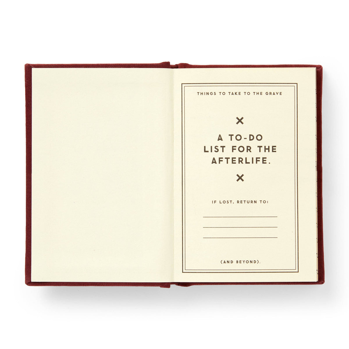 The diary open at its first pages, with a cream title page printed in black.