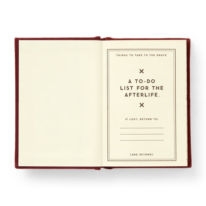 The diary open at its first pages, with a cream title page printed in black.