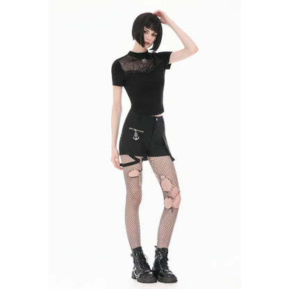 Dark in Love Spiderweb Mesh Short Sleeve Top