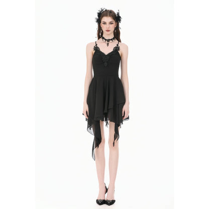 Dark in Love Asymmetric Flowy Chiffon Dress