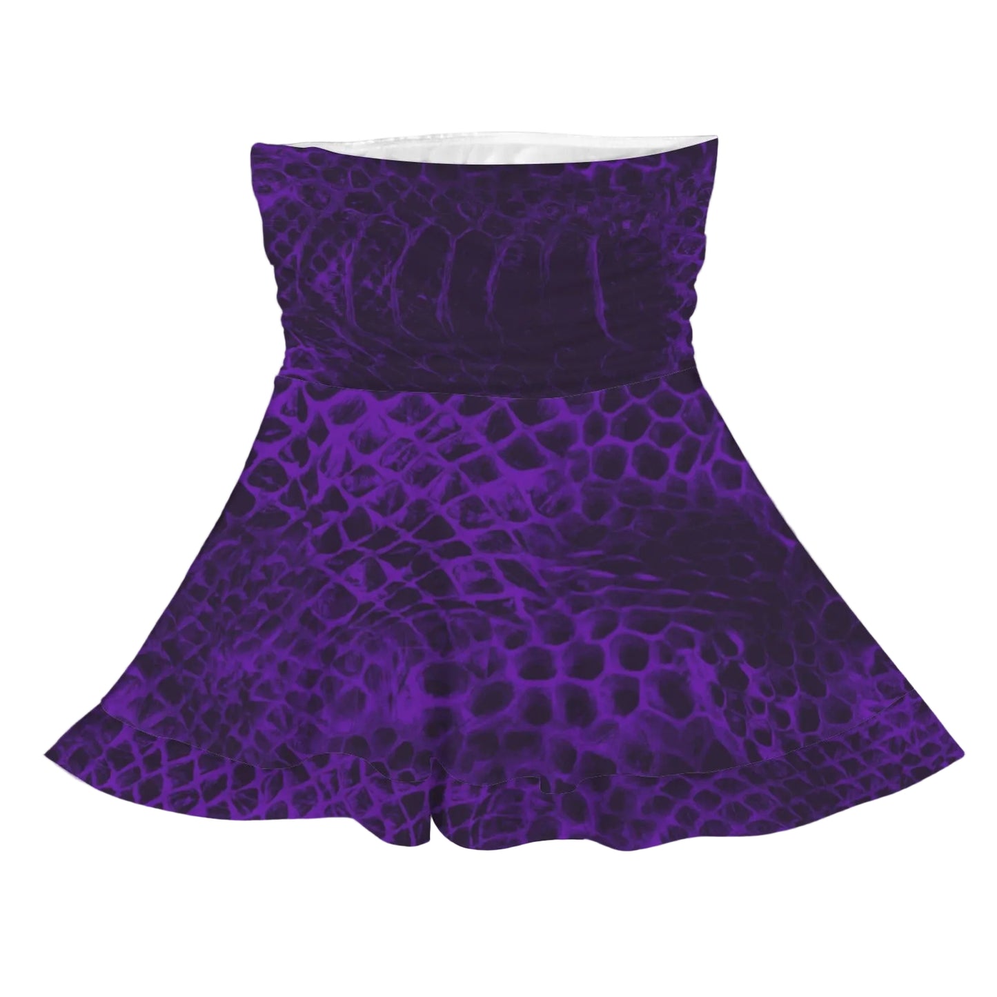 ANTIBrand Misfits Rack - Purple Demon Skin Strapless Ruffle Mini Dress - S (UK 10)