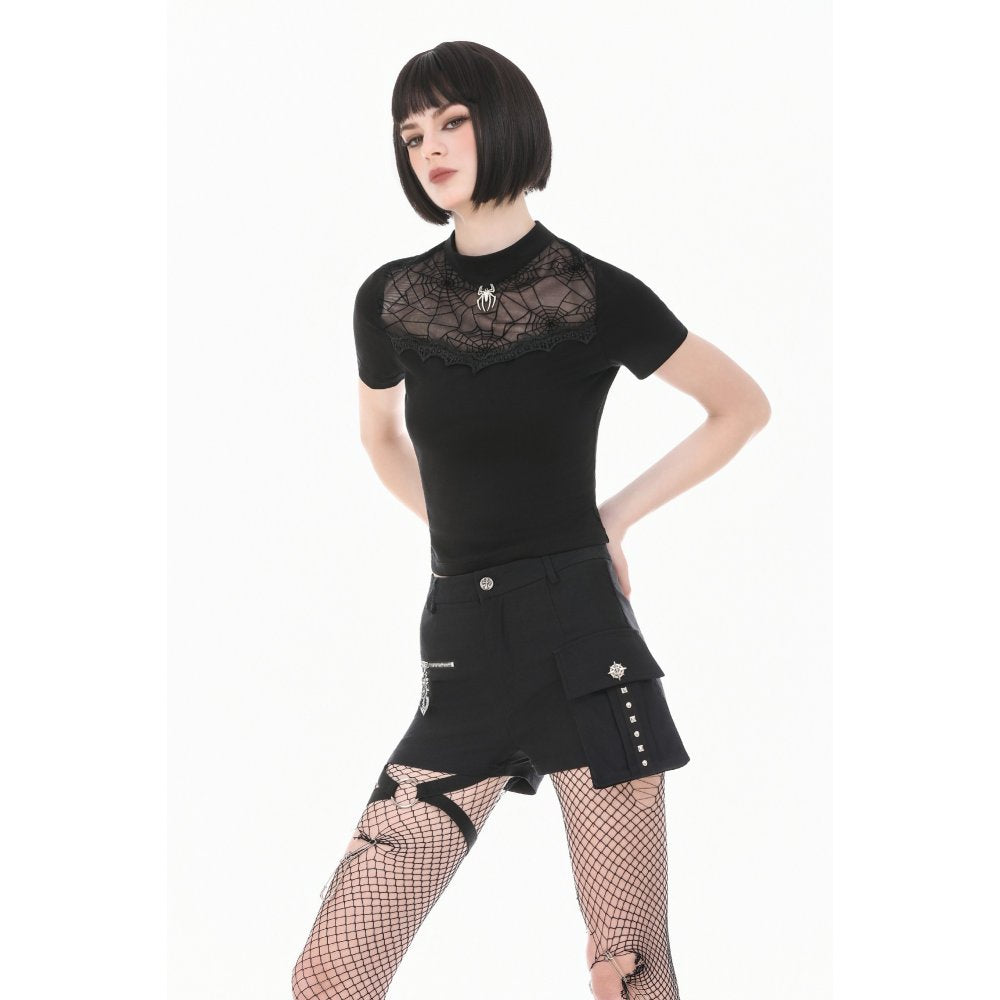Dark in Love Spiderweb Mesh Short Sleeve Top