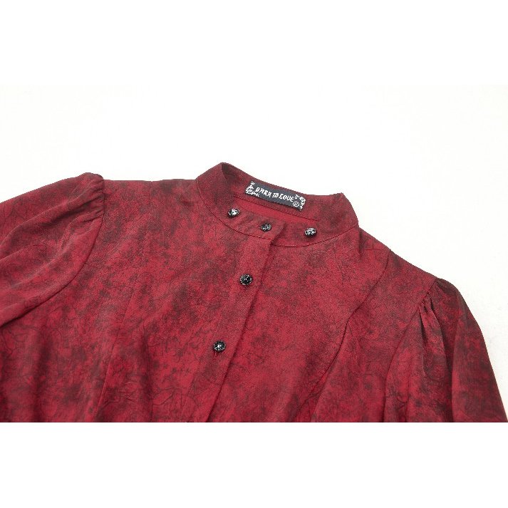 Dark in Love Vampiretta Red Distressed Effect Frilly Blouse - Kate's Clothing