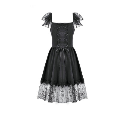 Dark in Love Black Gothic Sweet Bow Lace Lolita Dress