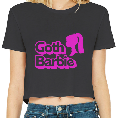 ANTIBrand Goth Barbie Pink Classic Women's Cropped Raw Edge T-Shirt