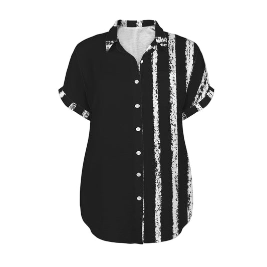 ANTIBrand black short-sleeve shirt with rough white stripe print