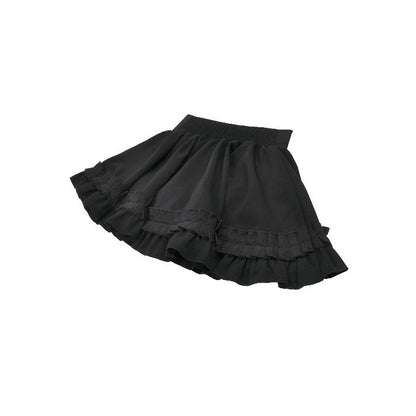 Dark in Love Lolita-Inspired Ruffled Mini Skirt in Black
