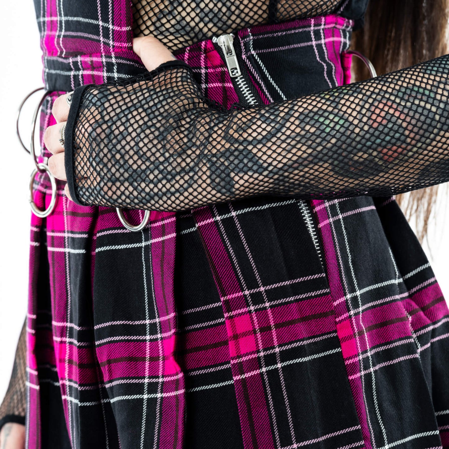 Heartless Black and Pink Tartan Faye Pinafore Dress - Kate's Clothing