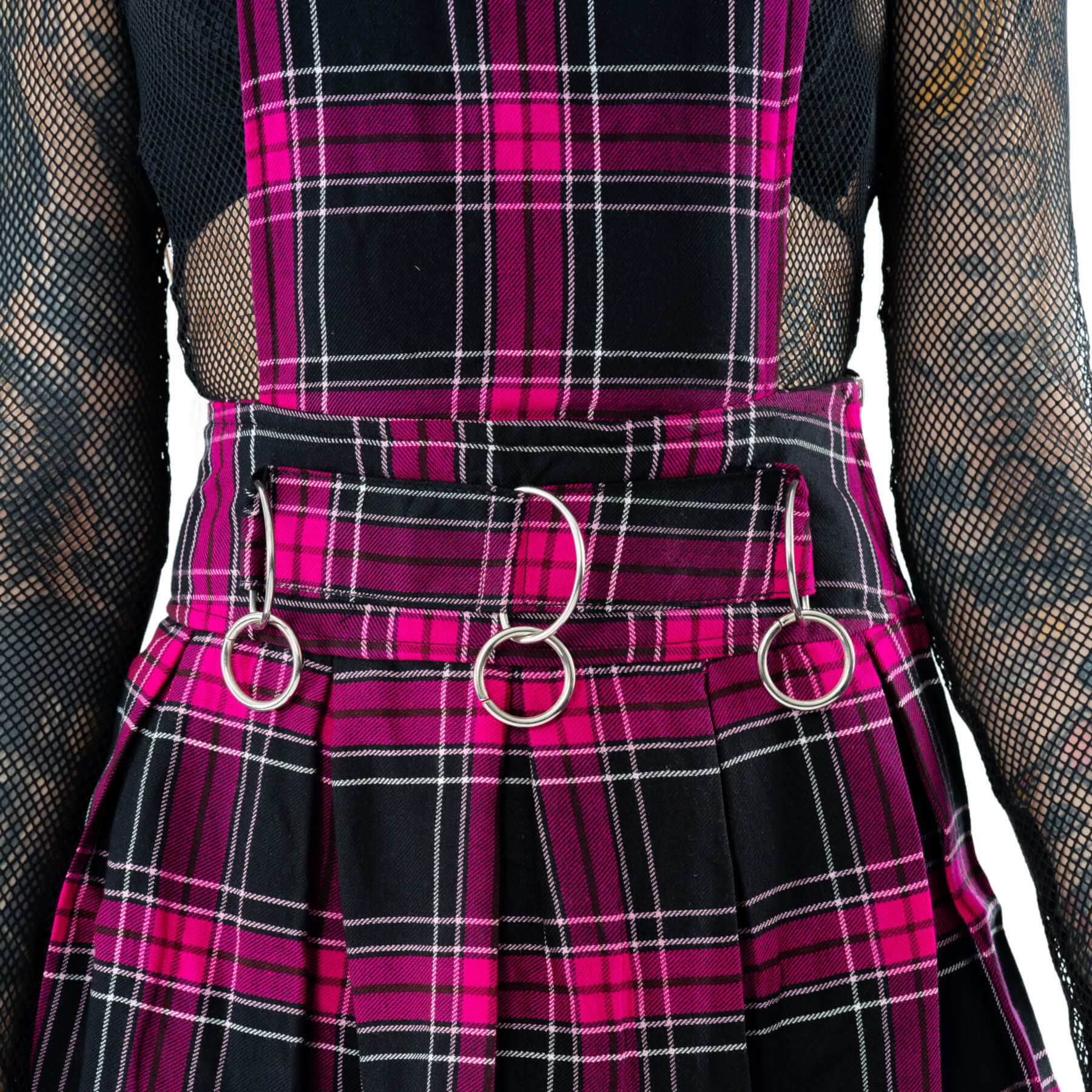 Heartless Black and Pink Tartan Faye Pinafore Dress - Kate's Clothing
