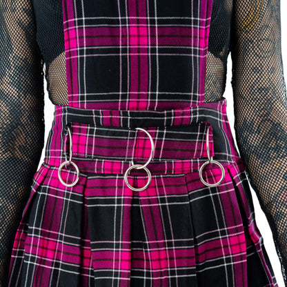 Heartless Black and Pink Tartan Faye Pinafore Dress - Kate's Clothing