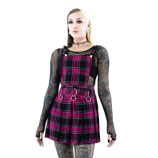 Heartless Black and Pink Tartan Faye Pinafore Dress - Kate's Clothing