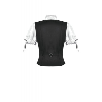 Dark in Love Court-Style Black & White Lace Blouse