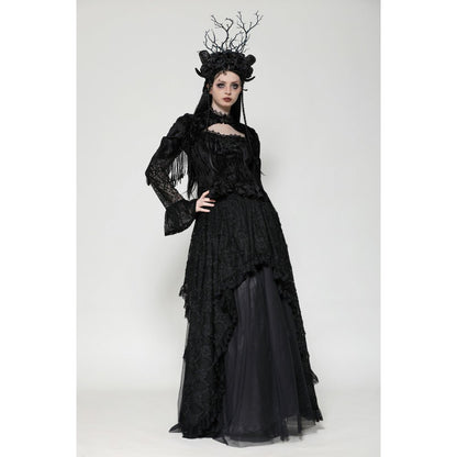 Dark in Love Fleur Gothic Rose Embossed Velvet Long Sleeve Top - Kate's Clothing