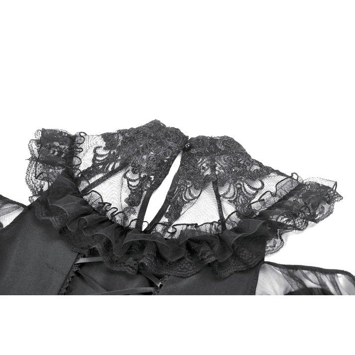 Dark in Love High Neck Mesh Lace Cold-Shoulder Dress
