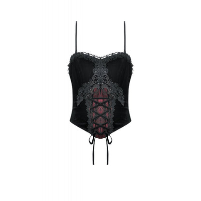 Dark in Love Gothic Black & Red Velvet Lace Corset