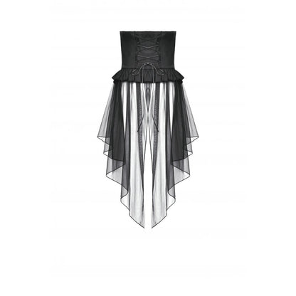 Dark in Love Draven Layered Mesh & Faux Leather Waist Cincher Skirt