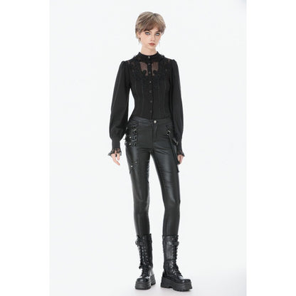 Dark in Love Punk Leather-Look Strap Detail Trousers