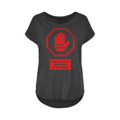 Do Not Disturb - Red Print Long Slub T-Shirt