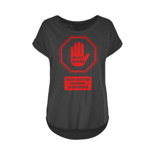 Do Not Disturb - Red Print Long Slub T-Shirt