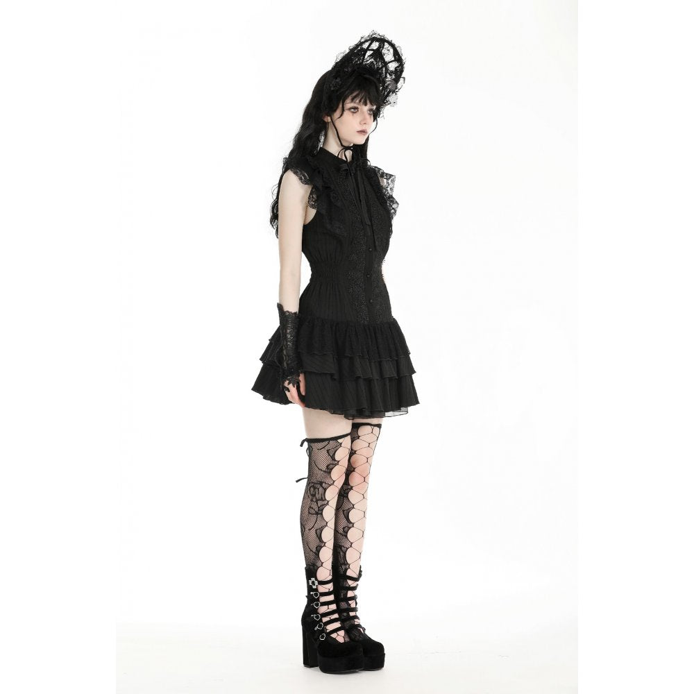 Dark in Love Evelina Sleeveless Tiered Goth Dress