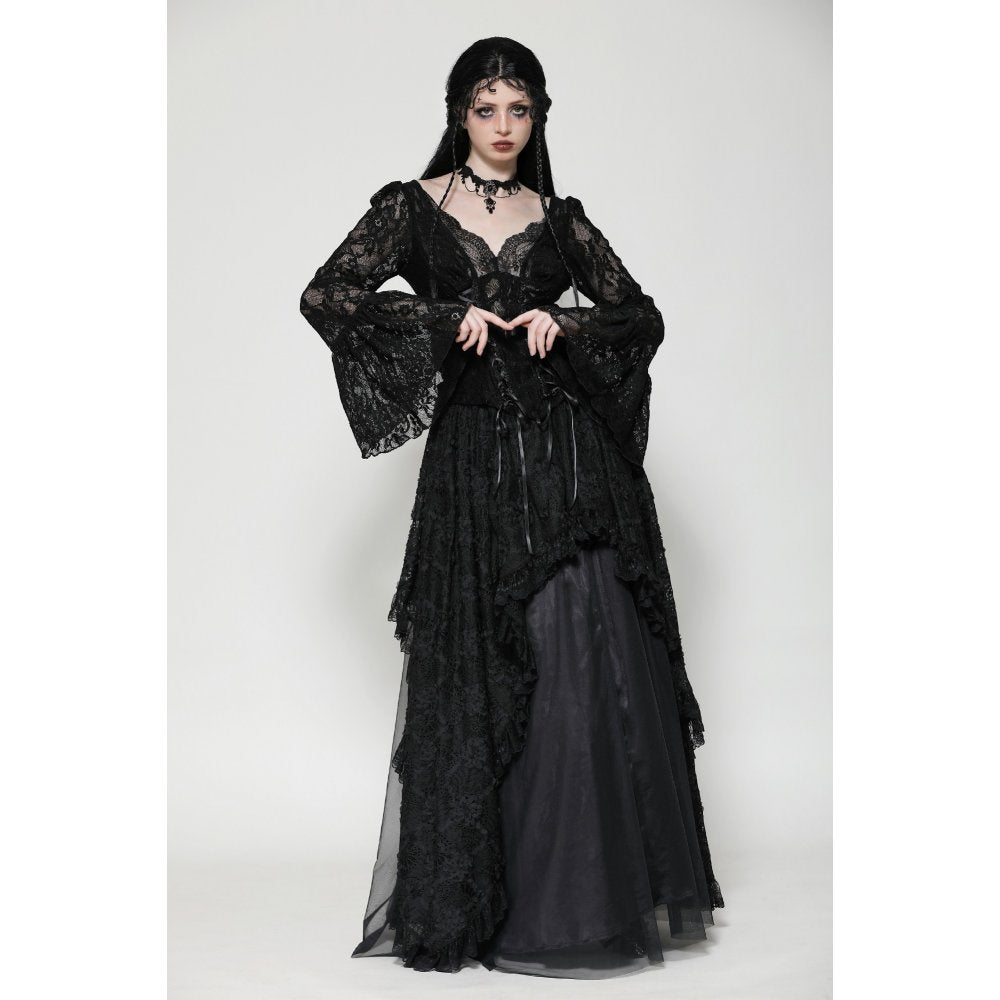 Dark in Love Tamsin Gothic Lace V-neck Top - Kate's Clothing