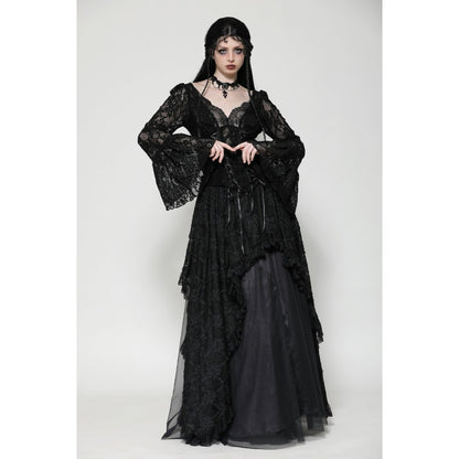 Dark in Love Tamsin Gothic Lace V-neck Top - Kate's Clothing
