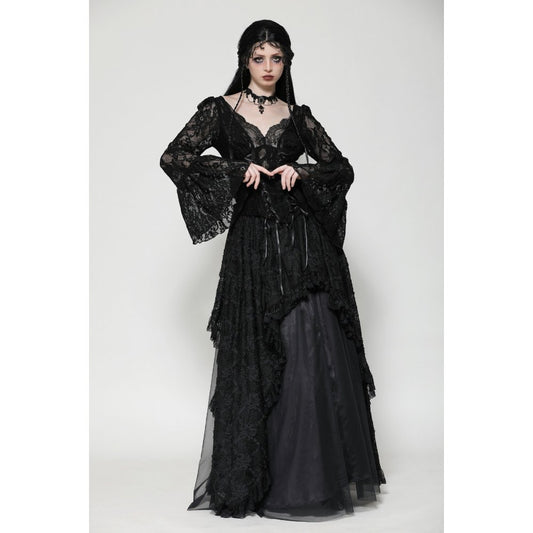 Dark in Love Tamsin Gothic Lace V-neck Top - Kate's Clothing