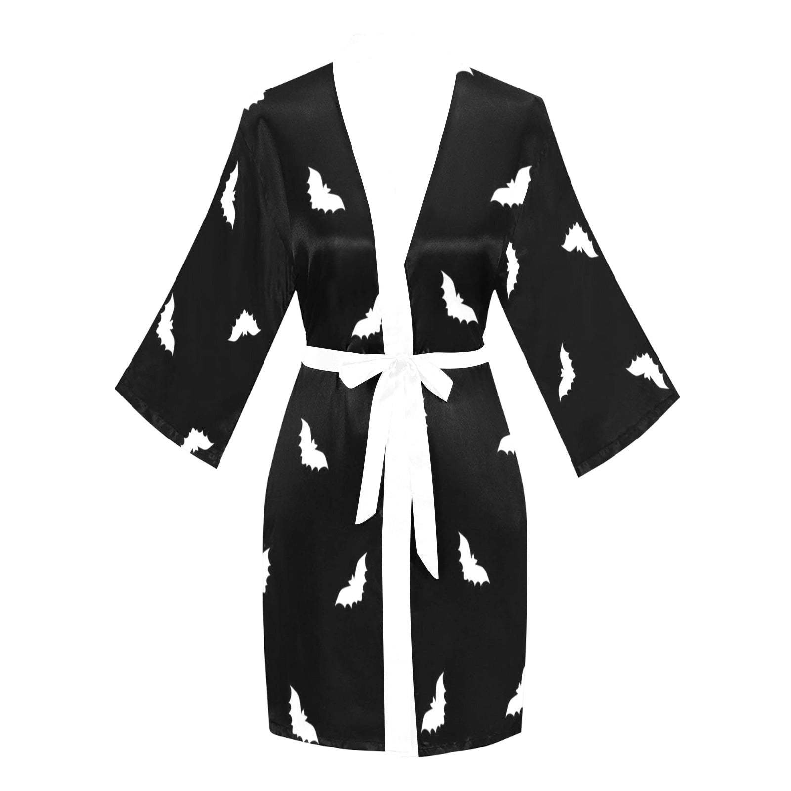 ANTIBrand Short Satin Robe – Midnight Bats | Gothic Loungewear