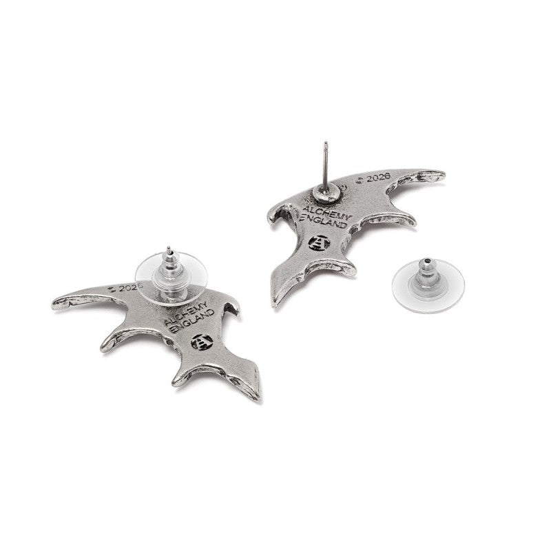 Alchemy Gothic Freedom Bat Wing Stud Earrings Gothic Pewter Jewellery
