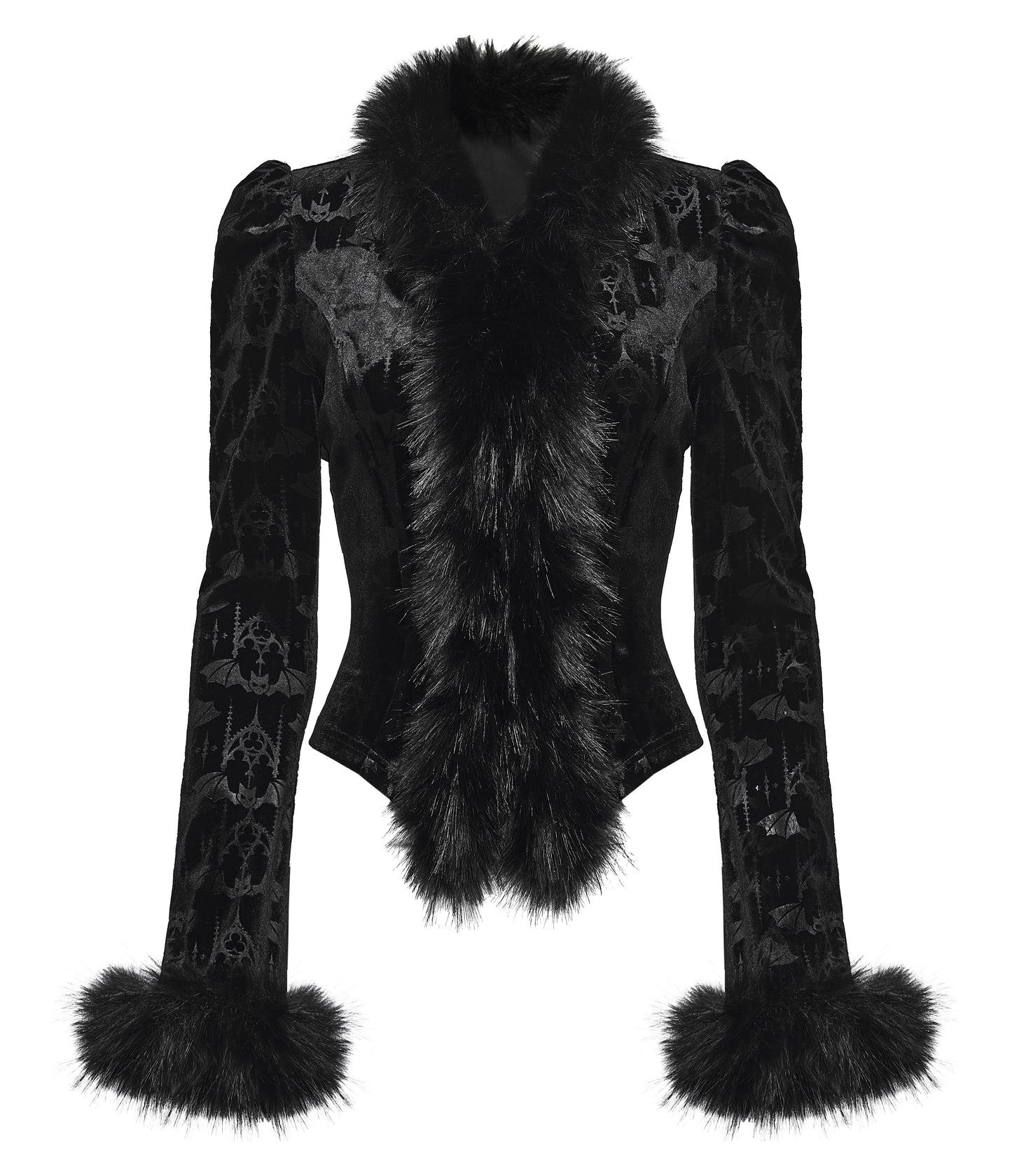 Punk Rave Carmilla Embossed Bat Faux Fur Shirt