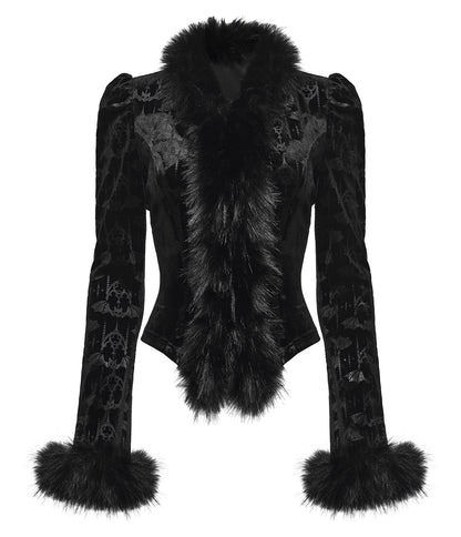 Punk Rave Carmilla Embossed Bat Faux Fur Shirt