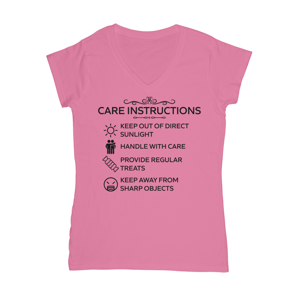 Women’s fitted cotton tee with humorous care label design