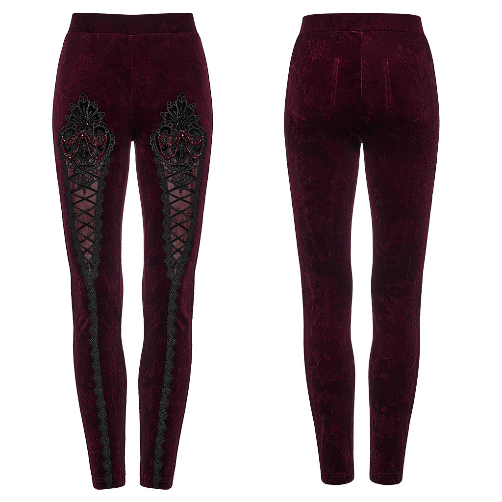 Punk Rave Isolde Embroidered Velvet Leggings