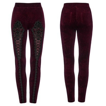 Punk Rave Isolde Embroidered Velvet Leggings