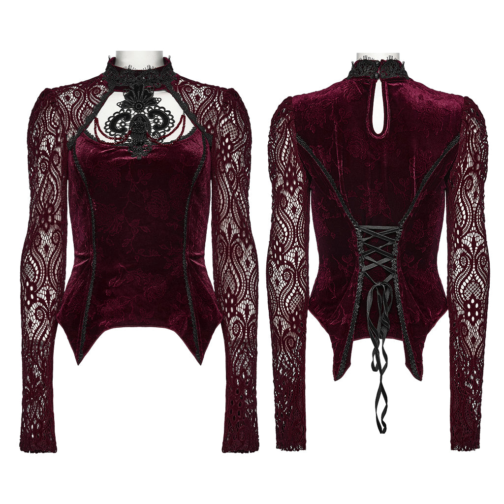 Punk Rave Isolde Embroidered Velvet Top