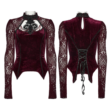 Punk Rave Isolde Embroidered Velvet Top