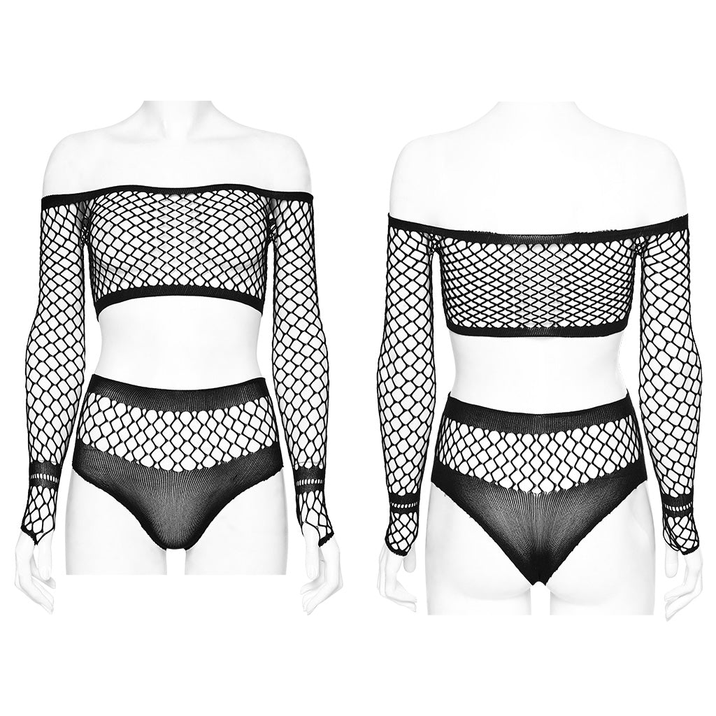 Punk Rave Vespera Off-Shoulder Fishnet Set
