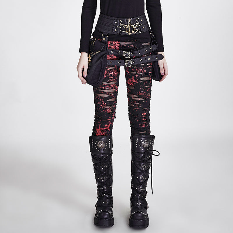 Punk Rave Scars Broken Mesh Leggings