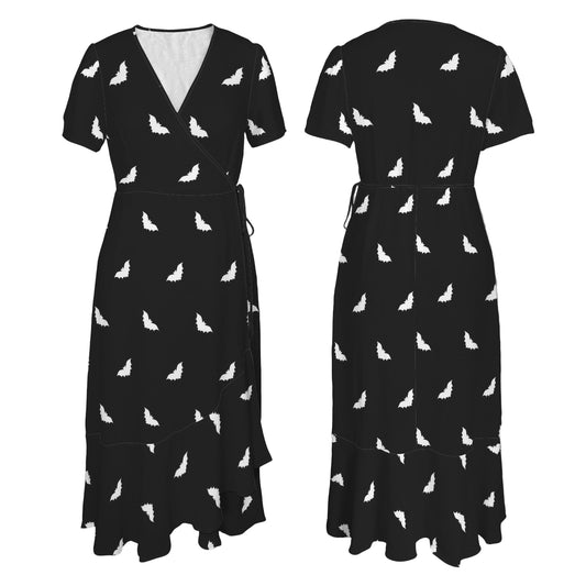 Bats on Repeat Wrap Dress