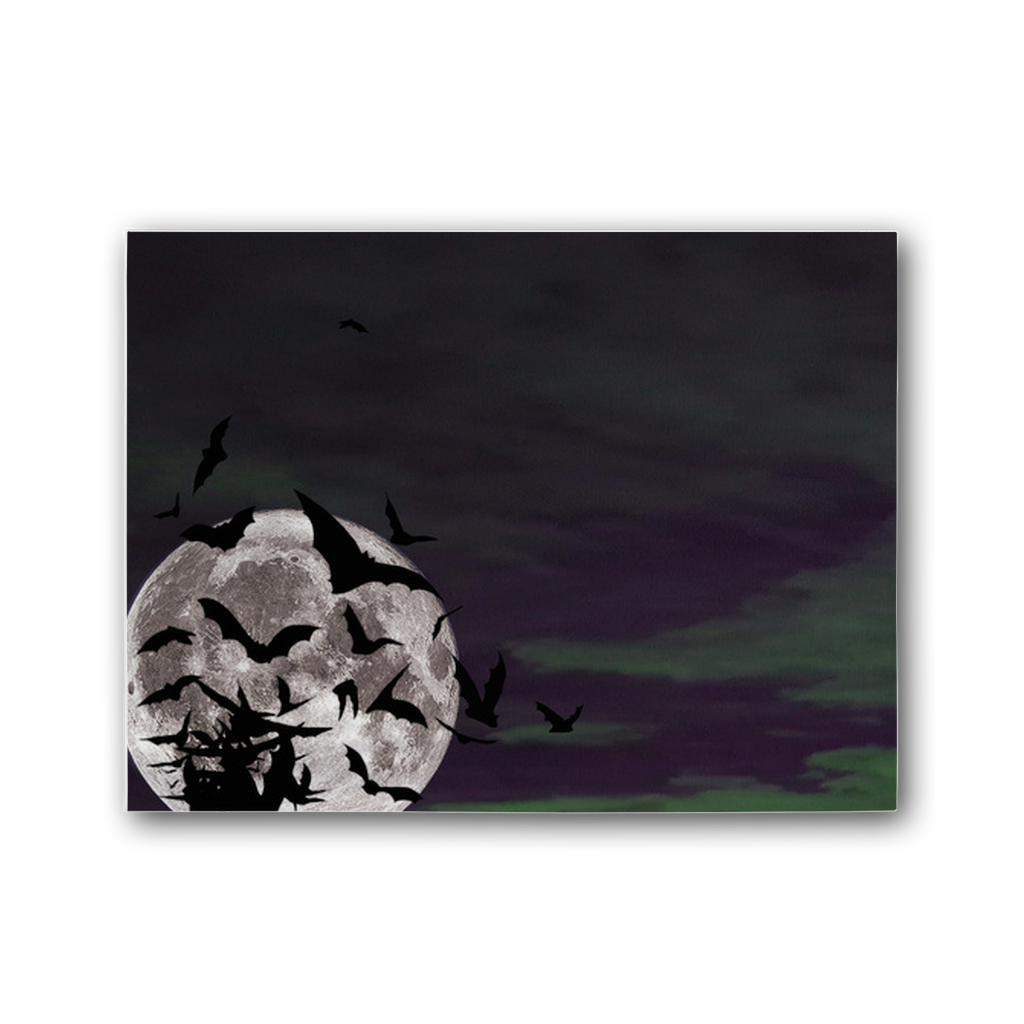 Premium canvas with full moon and bat silhouettes