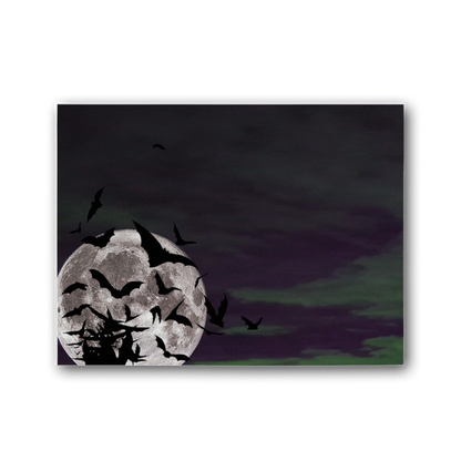 Premium canvas with full moon and bat silhouettes