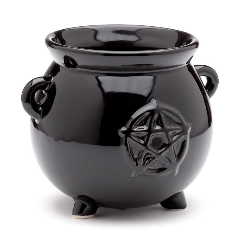 Gothic Gifts black ceramic cauldron plant pot with pentagram gothic indoor planter